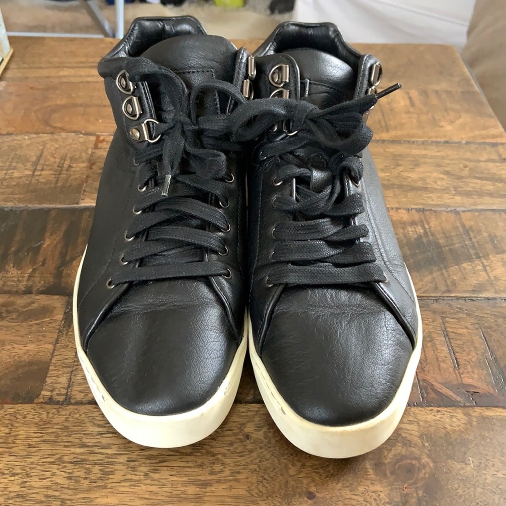 Rag and bone high top black leather sneakers